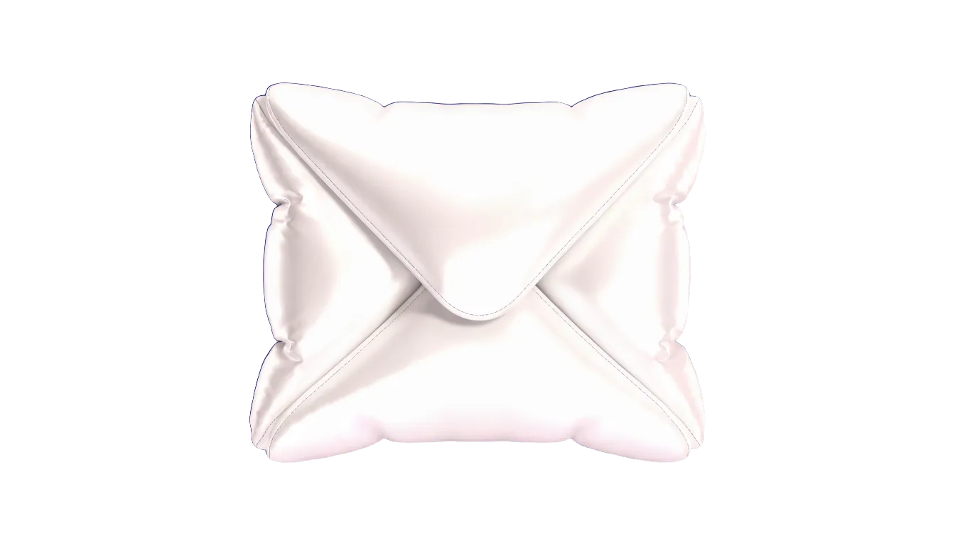 Glanzende 3D-ballon envelop in wit op donkerblauw, symbool voor e-mailmarketing