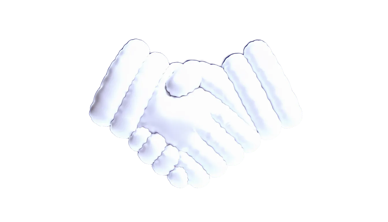 Glanzende 3D-ballon handdruk in wit op donkerblauw, symbool voor de keuze tussen AI-marketeer, bureau en in-house