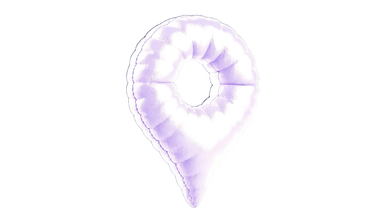 Glanzende 3D-ballon locatiepin in wit op donkerblauw, symbool voor AI-marketing in Drenthe