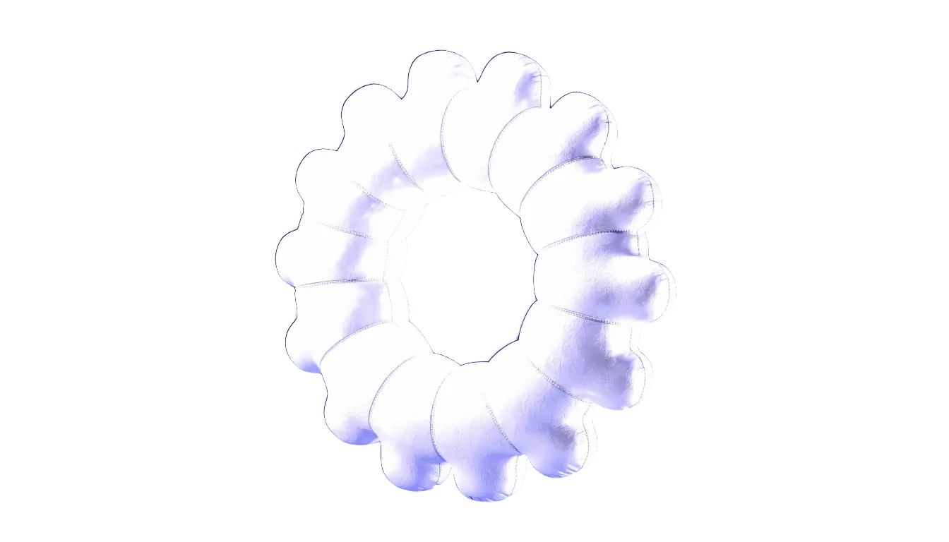 Glanzend 3D-ballon tandwiel in wit op donkerblauw, symbool voor AI-marketing implementatie