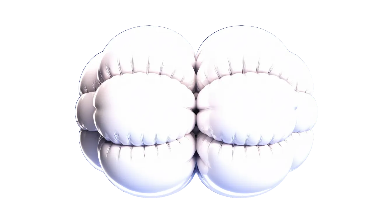 Twee glanzende 3D-ballonbollen in wit op donkerblauw, symbool voor ChatGPT versus Claude