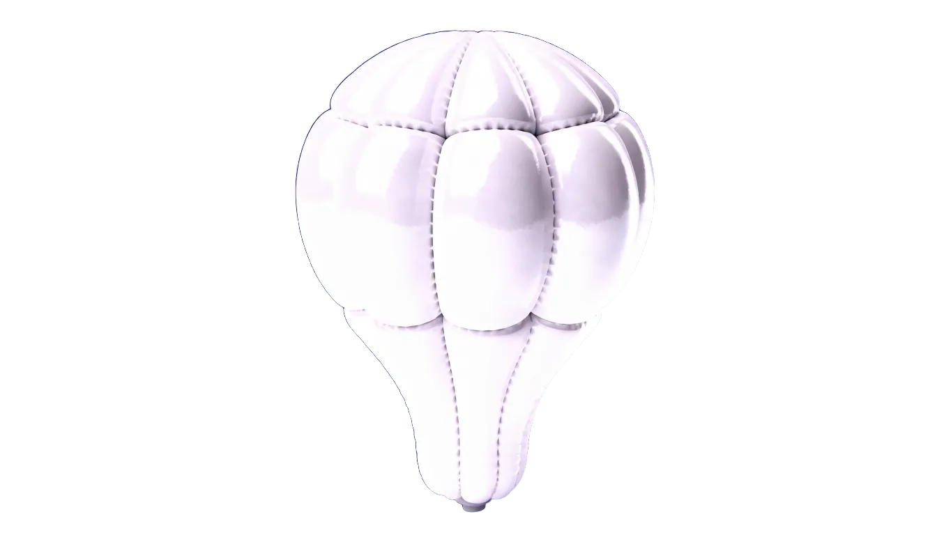 Glanzende 3D-ballon gloeilamp in wit op donkerblauw, symbool voor AI-workshops die wel werken